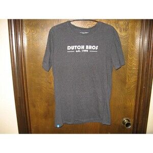 Mens Dutch Bros Coffee Guaranteed To Satisfy Dark Gray  Employee Work T-Shirt M